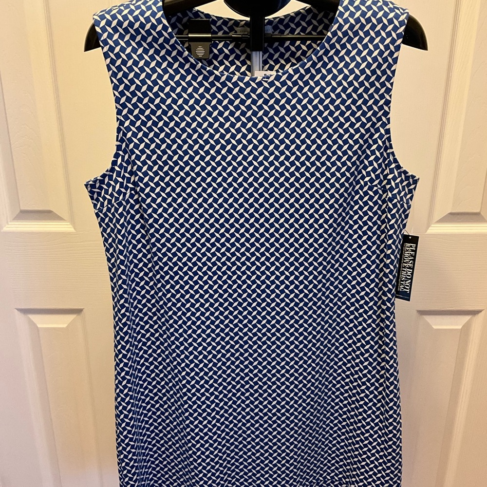 New York & Company Blue and White Patterned Dress